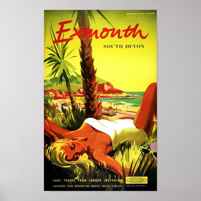 Póster Afiche de Australia Exmouth South Devon Vintage (Frente)