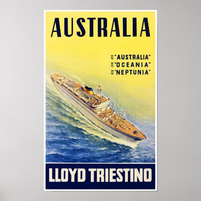 Póster Afiche de Australia Lloyd Triestino restaurado (Frente)