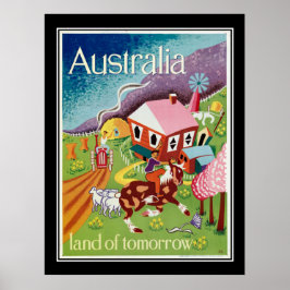 Póster Afiche de Australia Tierra de mañana vieja