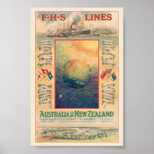 Póster Afiche de Australia Vintage de FHS Lines