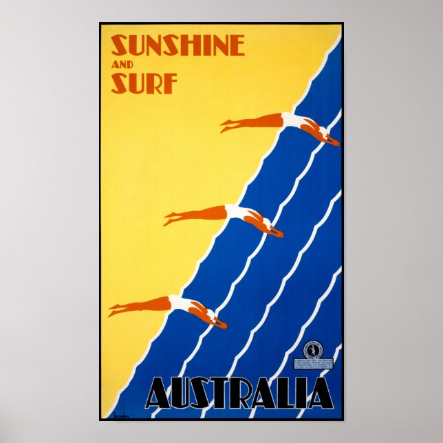Póster Afiche de Australia vintage restaurado (Frente)