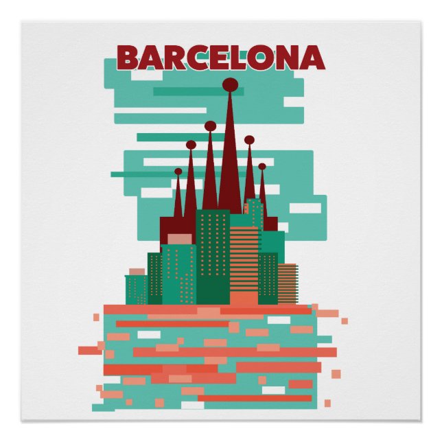 Póster Afiche de Barcelona retro Travel (Anverso)