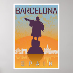 Póster Afiche de Barcelona vintage