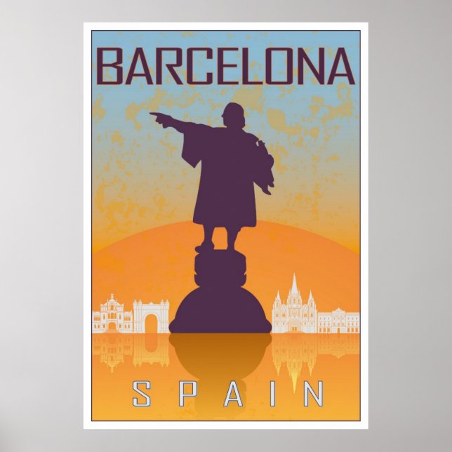 Póster Afiche de Barcelona vintage (Frente)