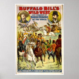 Póster Afiche de Buffalo Bill Wild West VINTAGE