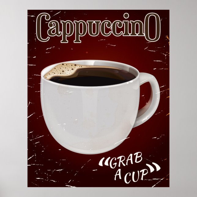 Póster afiche de capuchino vintage (Frente)