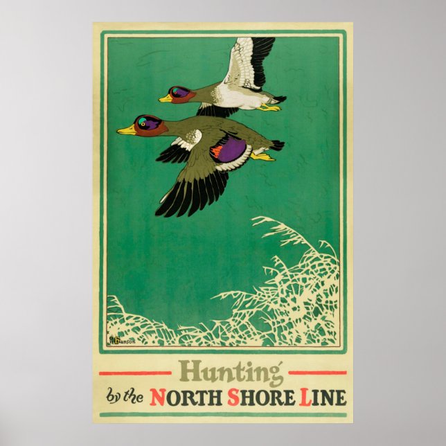 Póster Afiche de caza y pesca de vintage (Frente)