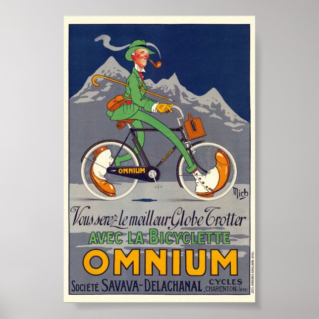 Póster Afiche de cosecha de bicicleta Omnio de 1924 (Frente)