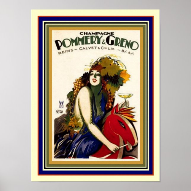 Póster Afiche de cosecha de champán Pommery & Greno 12 x  (Frente)