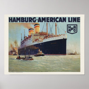 Póster Afiche de cosecha de la línea Hamburgo-Estados Uni