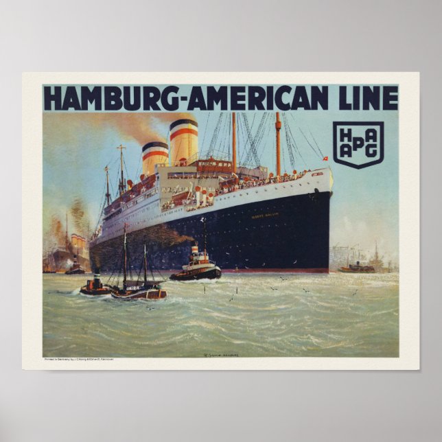 Póster Afiche de cosecha de la línea Hamburgo-Estados Uni (Frente)