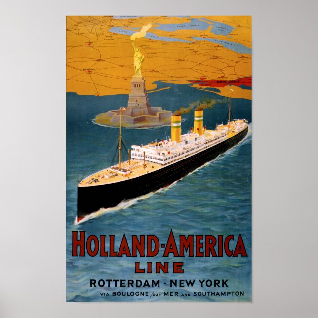 Póster Afiche de cosecha de la línea Holland America (Frente)