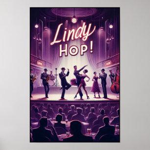 Póster Afiche de cosecha de Lindy Hop Dance Hall