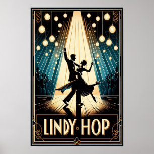 Póster Afiche de cosecha de Lindy Hop Dance Hall