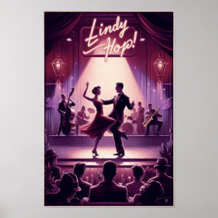 Póster Afiche de cosecha de Lindy Hop Dance Hall