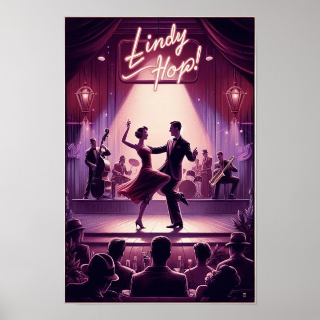 Póster Afiche de cosecha de Lindy Hop Dance Hall (Frente)