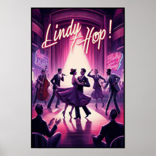 Póster Afiche de cosecha de Lindy Hop Dance Hall