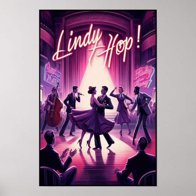 Póster Afiche de cosecha de Lindy Hop Dance Hall (Frente)