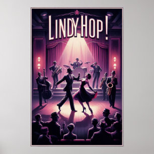 Póster Afiche de cosecha de Lindy Hop Dance Hall