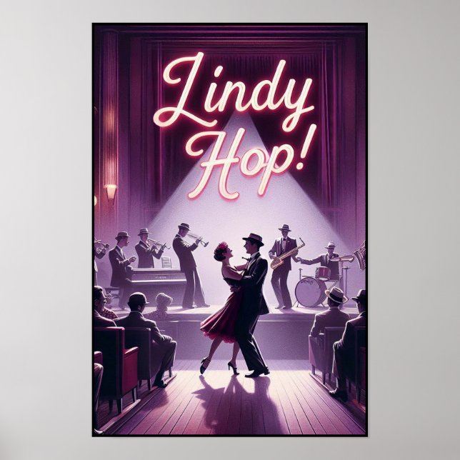 Póster Afiche de cosecha de Lindy Hop Dance Hall (Frente)