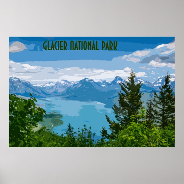 Póster Afiche de cosecha del Parque Nacional del Glaciar (Frente)