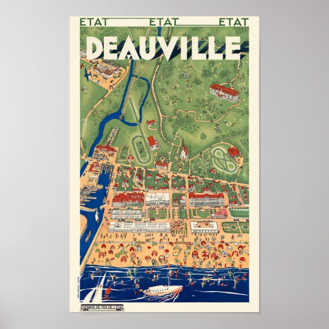 Póster Afiche de Deauville France Vintage 1931 (Frente)