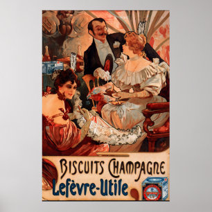 Póster Afiche de época Alphonse Mucha Biscuits Ad