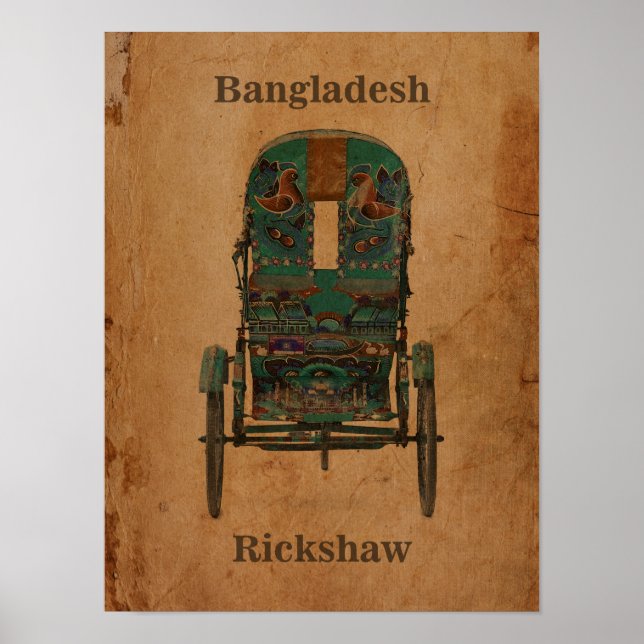 Póster Afiche de época Bangladesh Rickshaw (Frente)