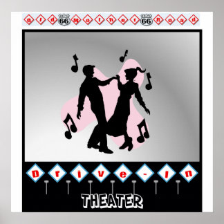 Póster Afiche de época de 50's en el rock y el rollo del