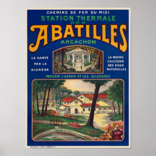 Póster Afiche de época de Arcachon France 1920