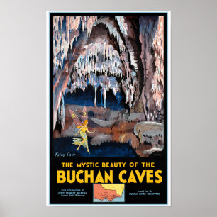 Póster Afiche de época de Buchan Caves Australia