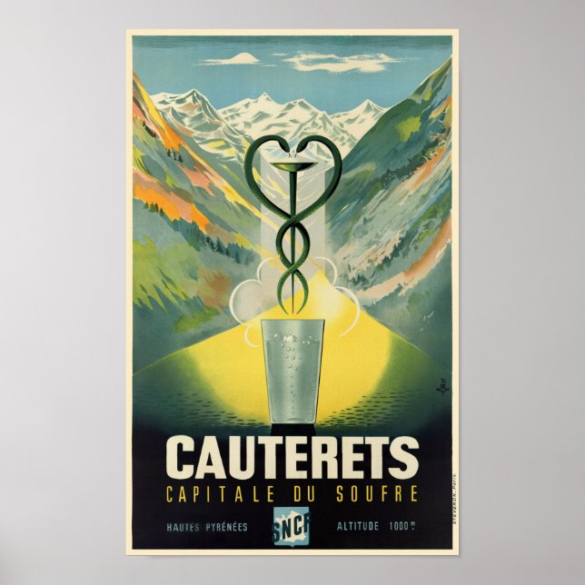 Póster Afiche de época de Cauterets France (Frente)