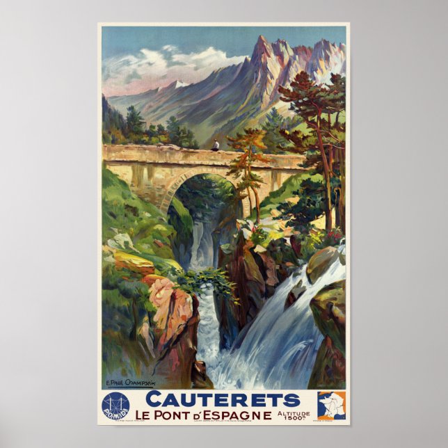 Póster Afiche de época de Cauterets Le Pont d'Espagne Fra (Frente)
