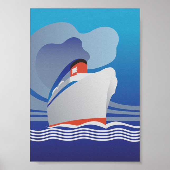 Póster Afiche de época de cruceros Art Deco (Frente)