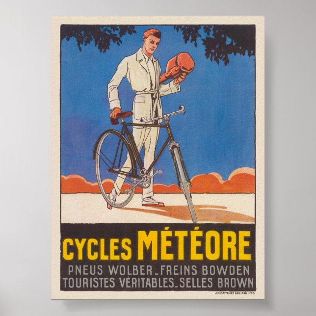 Póster Afiche de época de Cycles Météore France 1926 (Frente)