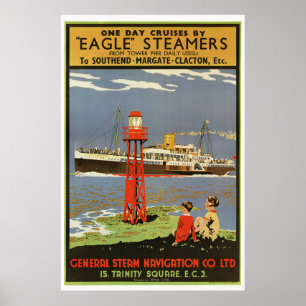 Póster Afiche de época de Eagle Steamers UK 1935