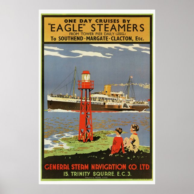Póster Afiche de época de Eagle Steamers UK 1935 (Frente)
