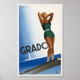 Póster Afiche de época de Grado Italia de 1933