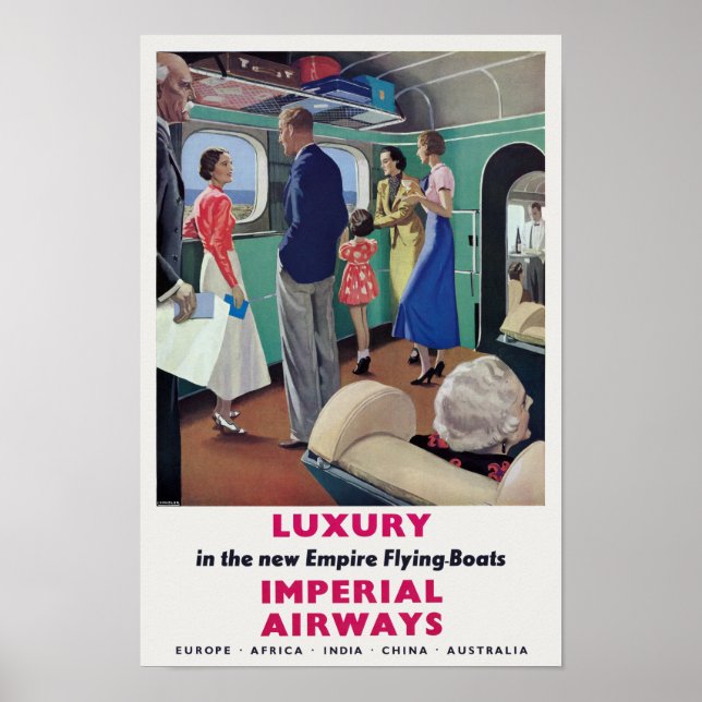 Póster Afiche de época de Imperial Airways de 1936 (Frente)