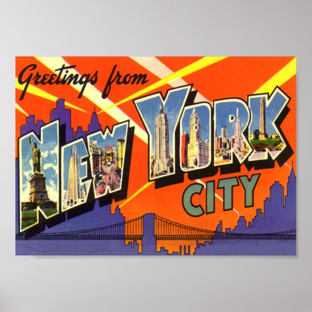 Póster Afiche de época de la ciudad de Nueva York (Frente)