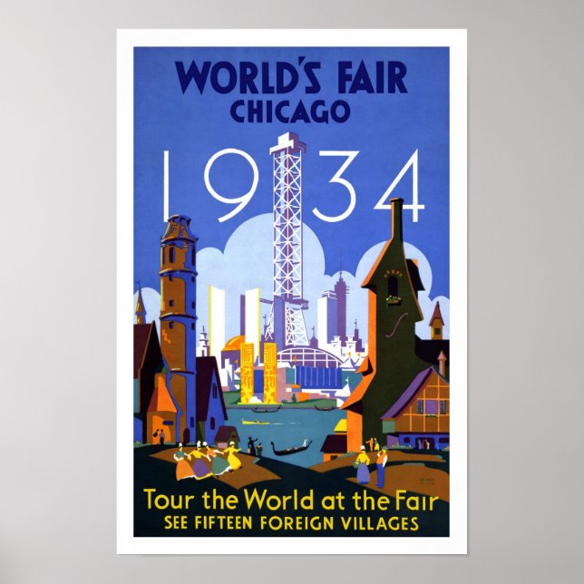 Póster Afiche de época de la Feria Mundial de Chicago de  (Frente)