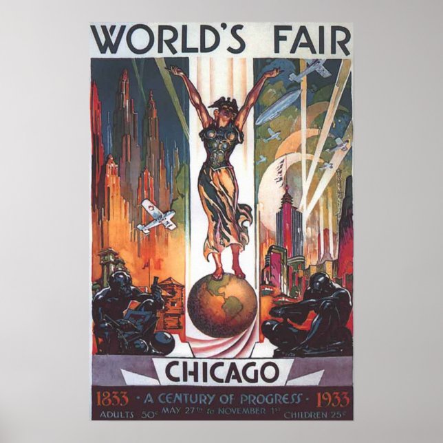 Póster Afiche de época de la Feria Mundial de Chicago de  (Frente)