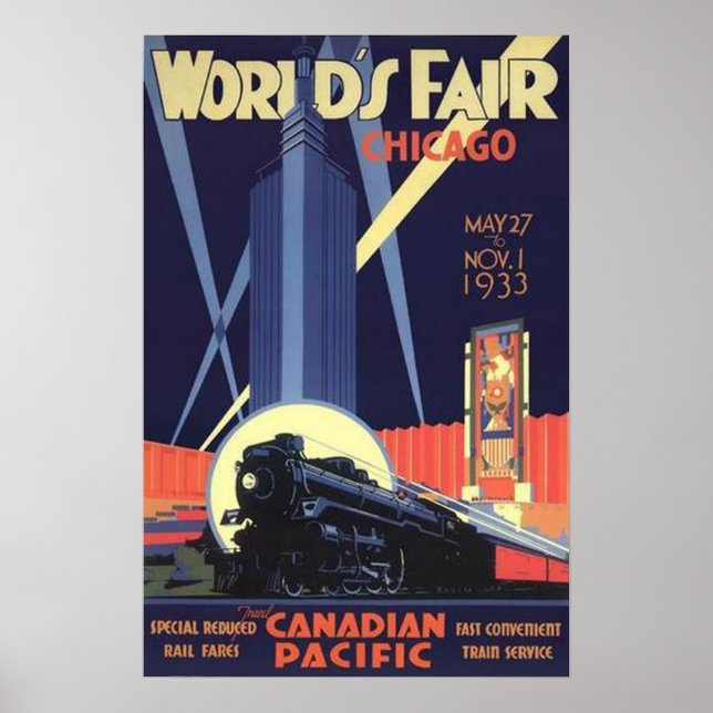 Póster Afiche de época de la Feria Mundial de Chicago de  (Frente)
