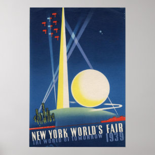 Póster Afiche de época de la Feria Mundial de Nueva York 