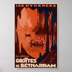 Póster Afiche de época de la Grottes de Bétharram France