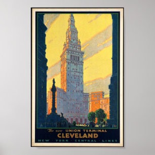 Póster Afiche de época de la terminal de Cleveland Union