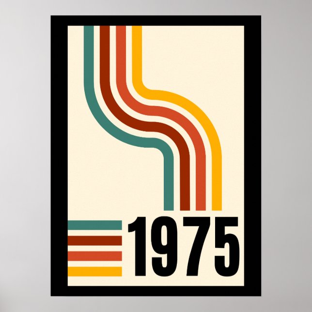 Póster Afiche de época de las franjas retro de 1975 (Frente)