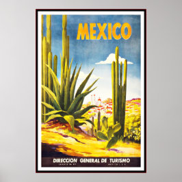 Póster Afiche de época de México grande