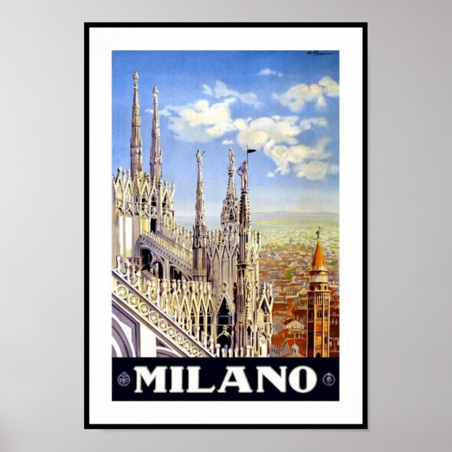 Póster Afiche de época de Milán Milán Italia (Frente)