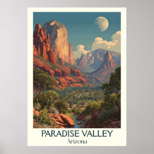 Póster Afiche de época de Paradise Valley Arizona   Retro